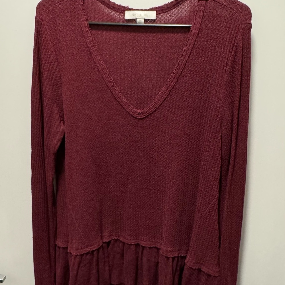 Women's Burgundy V-Neck Top
